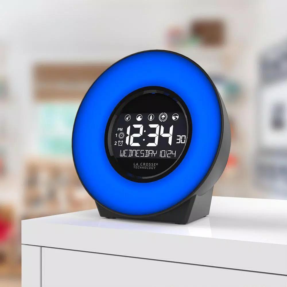 La Crosse Technology Mood Light Digital Alarm Clock with 5 Nature Sounds and USB Charging Port