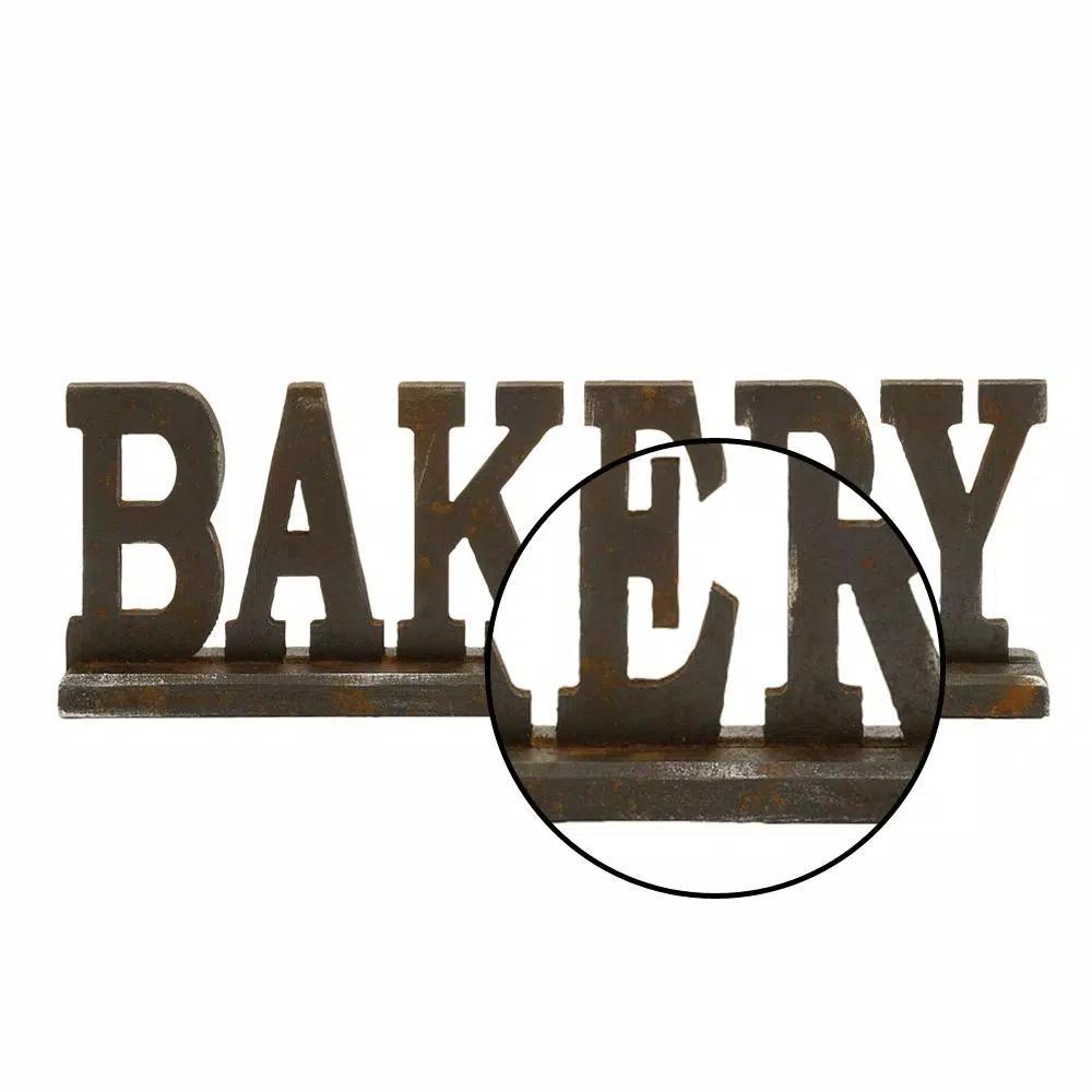 LITTON LANE Kitchen Whimsy 23 in. Bakery Wooden Table Sign with Rustic Iron Finish