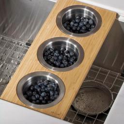 Kraus 16.75 in. Bamboo Workstation Kitchen Sink Serving Board Set with 3 Stainless Steel Prep Bowls thumbnail 1