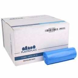 Plasticplace 12-16 Gallon Blue Recycling Bags, 1.2 Mil Thickness, 250 Count Case thumbnail 2