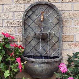 Sunnydaze Decor Messina Resin Florentine Stone Solar Outdoor Wall Fountain thumbnail 8