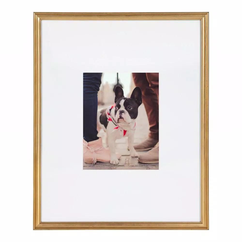 Kate and Laurel Adlynn Gold Picture Frame Set, 16 x 20 in. and 8 x 10 in. with Mats, Set of 3