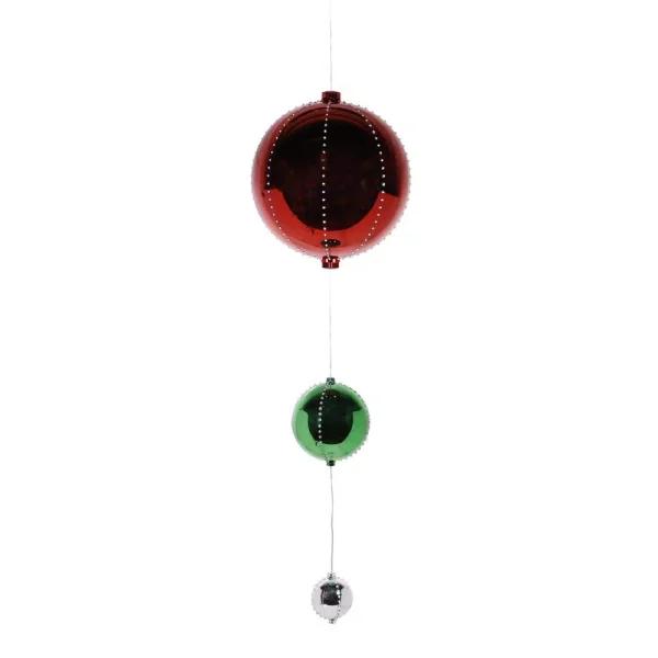 Alpine Corporation 3-Tier Hanging Christmas Ornaments with Chasing LED Lights, Indoor/Outdoor