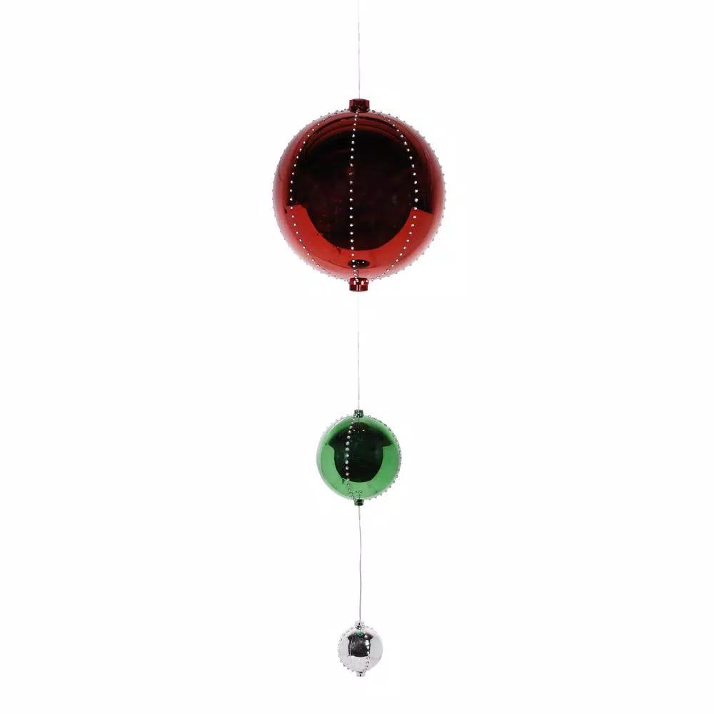 Alpine Corporation 3-Tier Hanging Christmas Ornaments with Chasing LED Lights, Indoor/Outdoor
