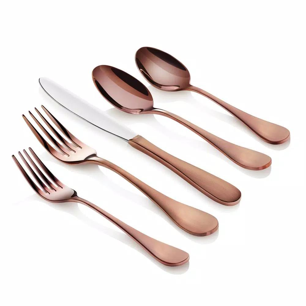 Artaste Rain 20-Piece 18/10 Stainless Steel Flatware Set, Antique Copper Finish, Service for 4