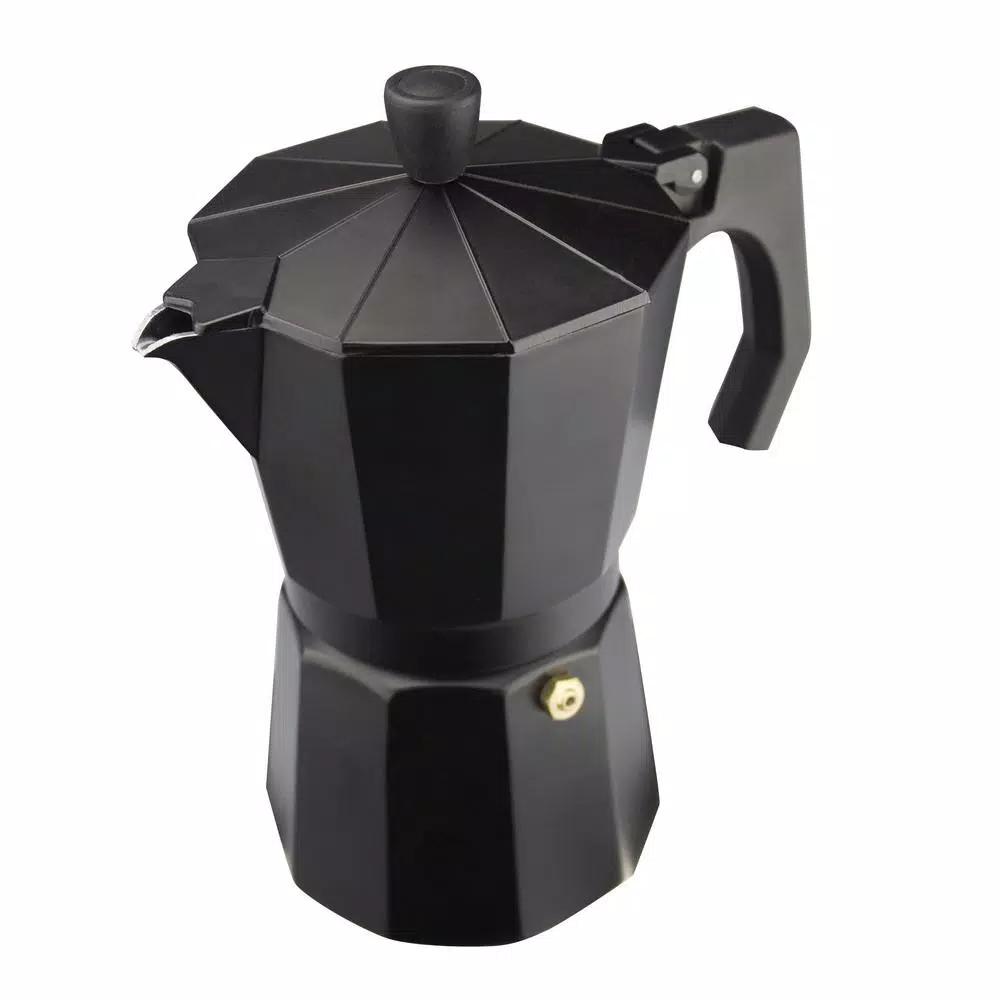 Magefesa Kenia Noir 3-Cup Aluminum Espresso Maker - Black Stovetop Moka Pot