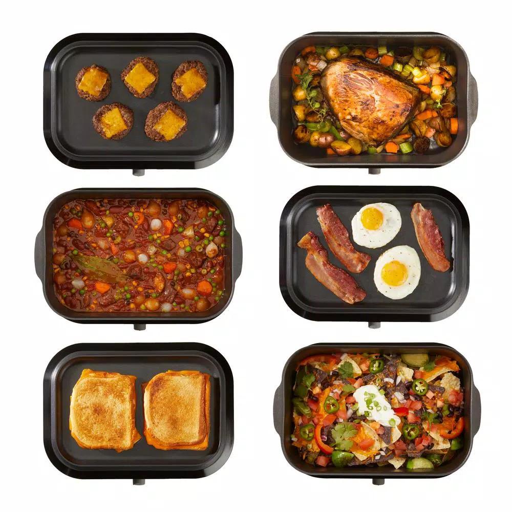 West Bend 5 Qt. Red Non-Stick Versatility Slow Cooker with Griddle Base, Travel Lid, and Thermal Tote