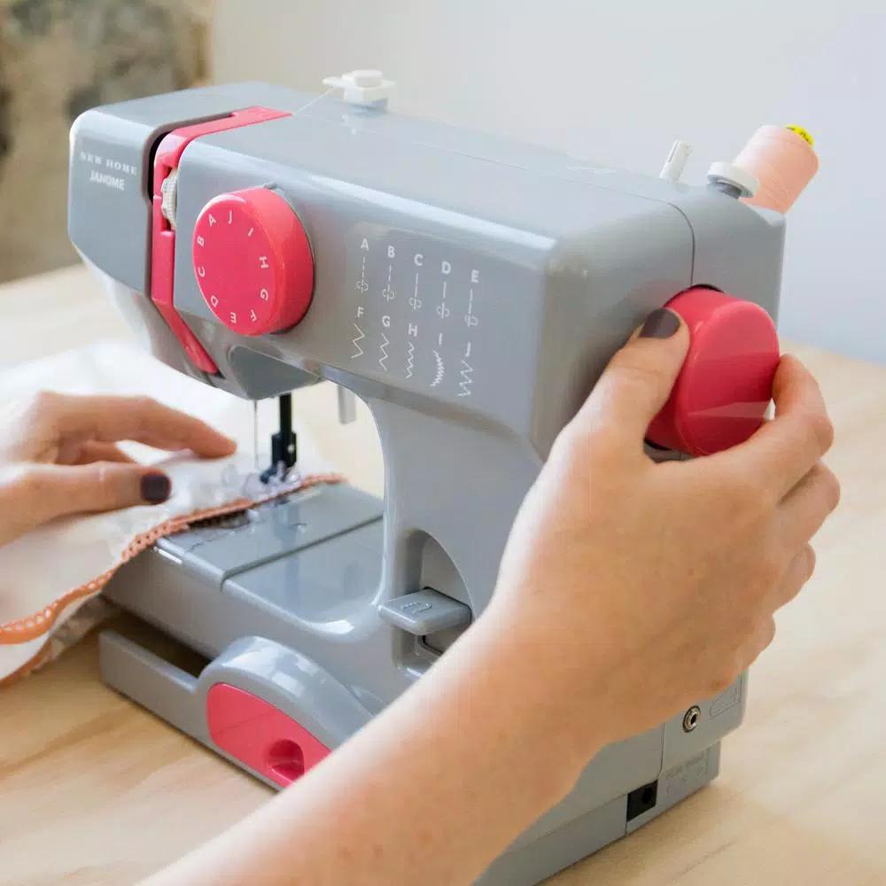 Janome Compact 10-Stitch Sewing Machine - Portable Graceful Grey