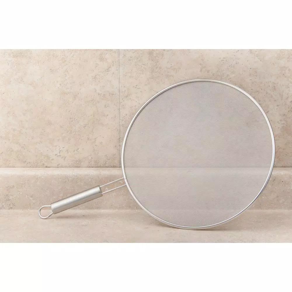 ExcelSteel 13 in. Stainless Steel Fine Mesh Splatter Screen with Solid Stay-Cool Handle