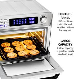 Ovente 1700W Stainless Steel Digital Air Fryer Rotisserie Convection Oven & Dehydrator, 25L thumbnail 3