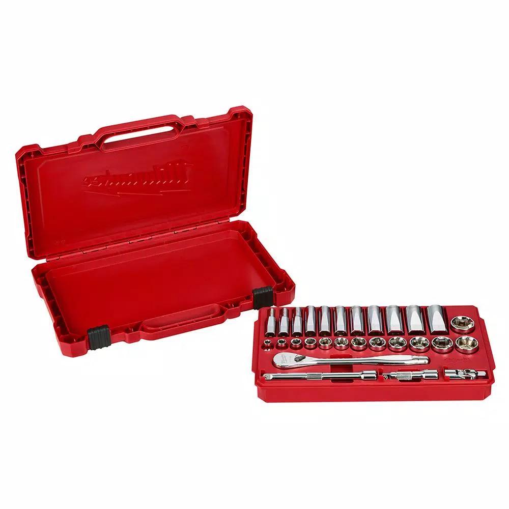 Milwaukee 3/8 in. Drive SAE/Metric Ratchet and Socket Mechanics Tool Set, 60-Piece