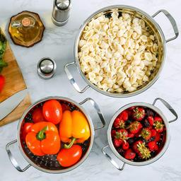 Ovente 3-Piece Stainless Steel Colander Set - 1.5qt, 3qt, 5qt - Dishwasher Safe thumbnail 8