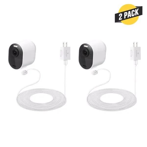 Wasserstein 25ft Magnetic Charging Cable & Quick Charge Adapter for Arlo Ultra 2, Pro 4, Pro 3 & Floodlight (2-Pack)