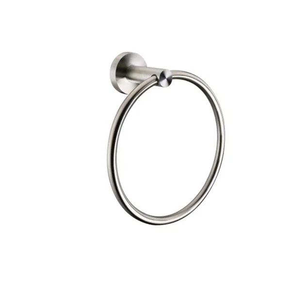 Lexora Bagno Nera Stainless Steel Towel Ring, Satin Nickel Finish