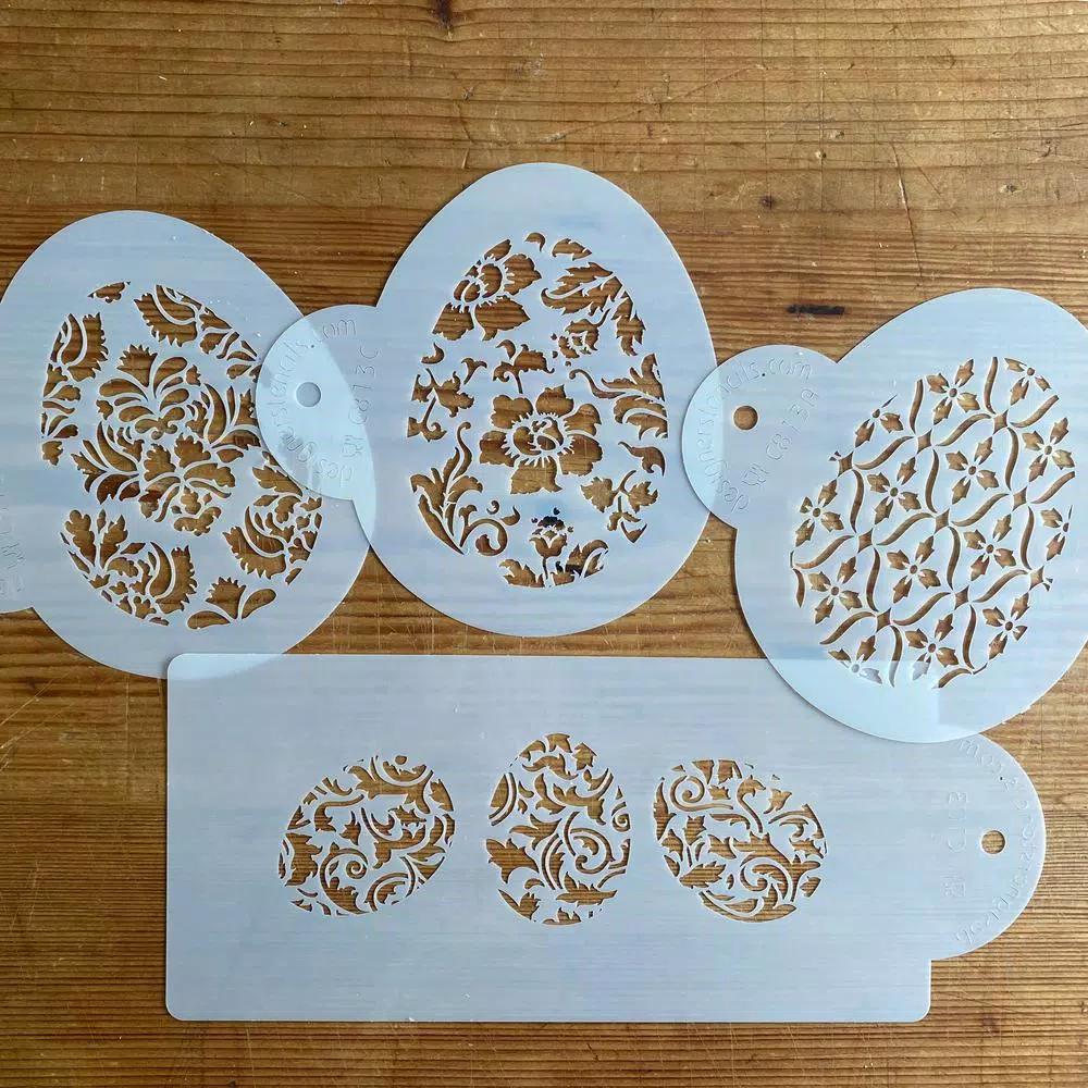 Designer Stencils Ornamental Egg Cookie Stencil Bundle - 4 Decorative Patterns