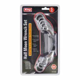 KING 5-Piece SAE Half-Moon Box-End Wrench Set, 5/16 in. to 7/8 in. thumbnail 3