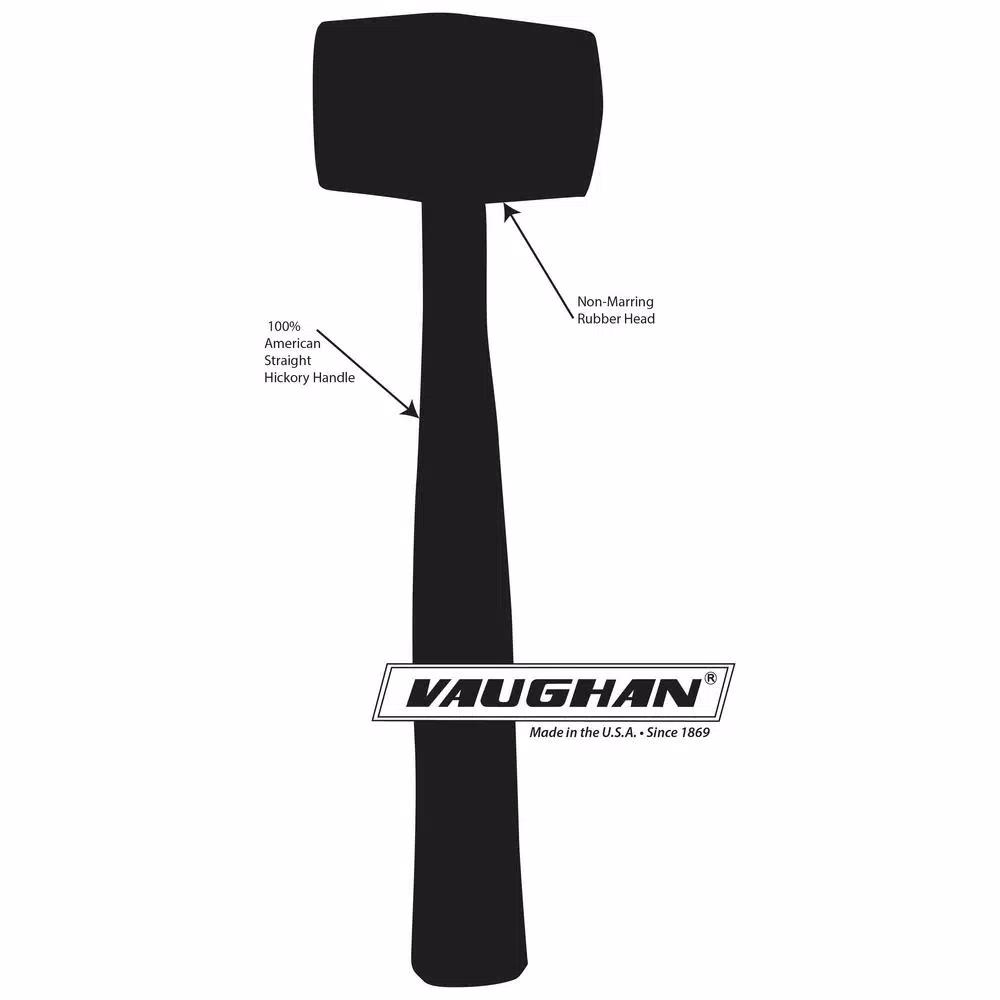 Vaughan RM18DB 18 oz. Non-Marring Rubber Dead Blow Mallet with Hickory Handle
