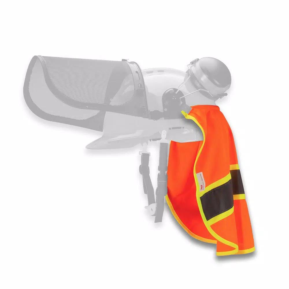 TR Industrial Knitted Neck Shade with 3M Reflector for Forestry Safety Helmets, Orange