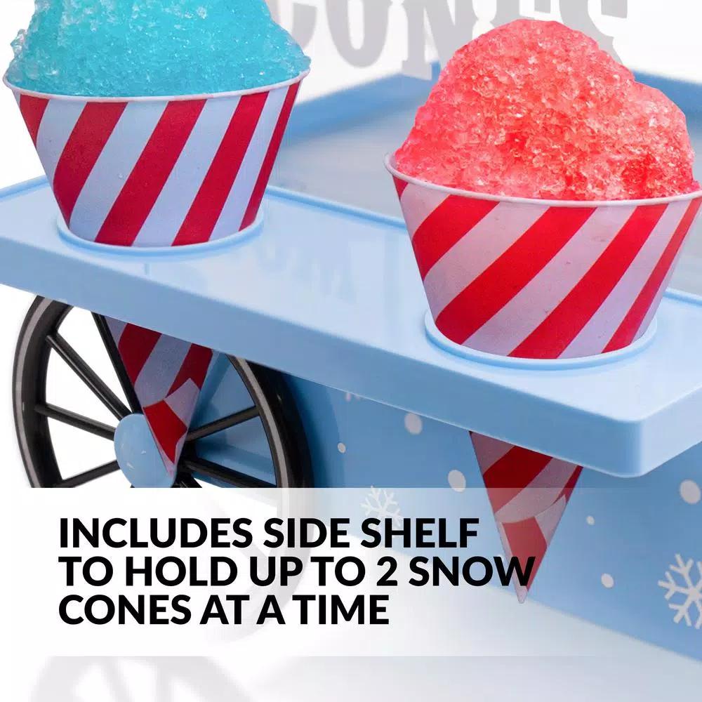 Nostalgia Vintage 160 oz. Snow Cone Maker in Blue with Reusable Cones and Ice Scoop