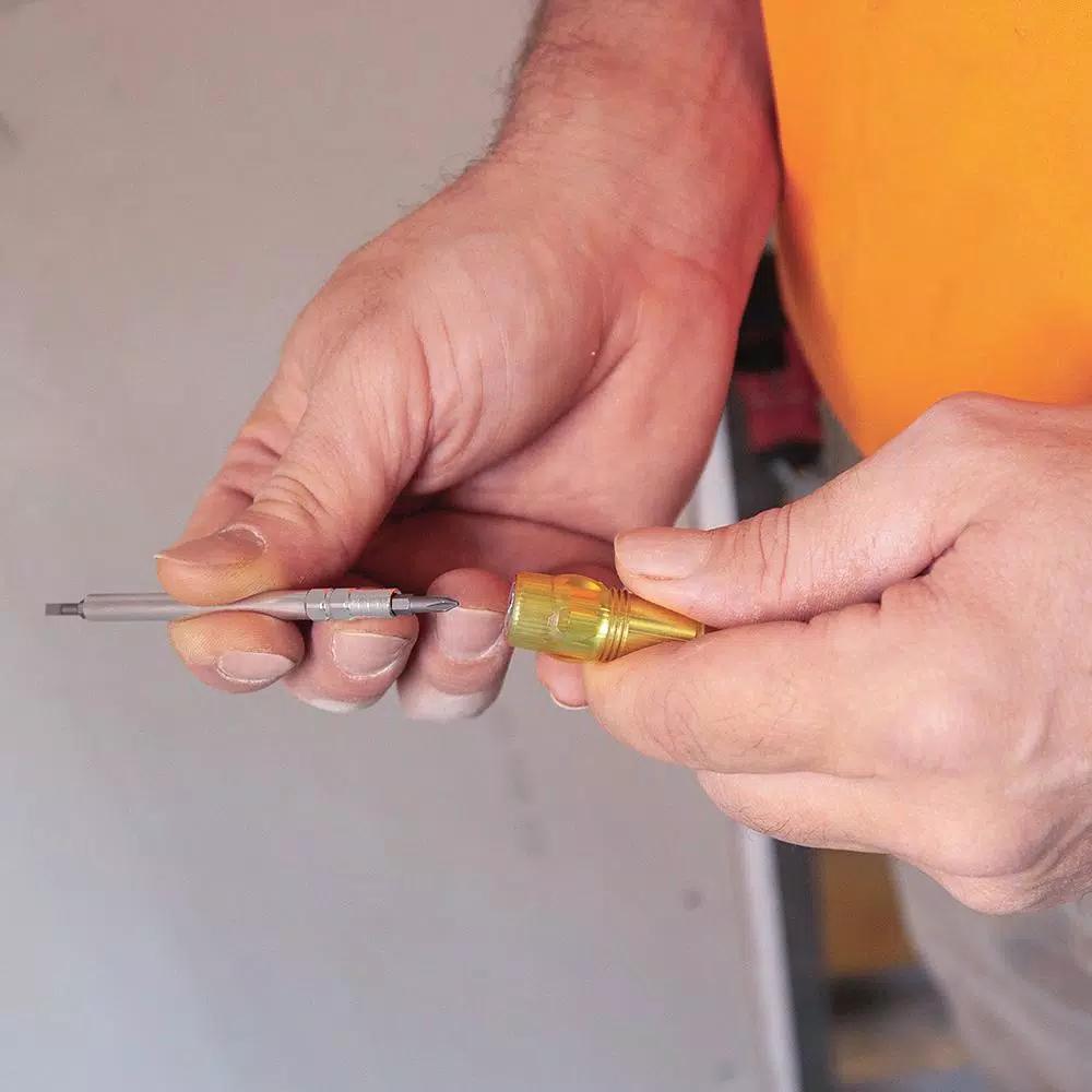 Klein Tools 3-in-1 HVAC Pocket Multibit Screwdriver with Concealable Tips and Schrader Bit