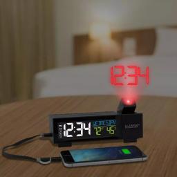 La Crosse Technology Pop-Up Projection Alarm Clock with USB Charging Port, Temperature and Humidity Display, Black thumbnail 7
