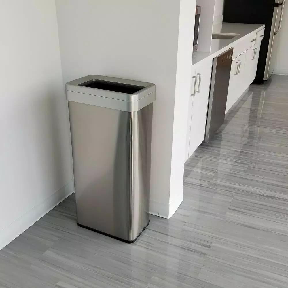 iTouchless 21 Gal. Stainless Steel Slim Rectangular Open Top Commercial Trash Can with Dual Deodorizer
