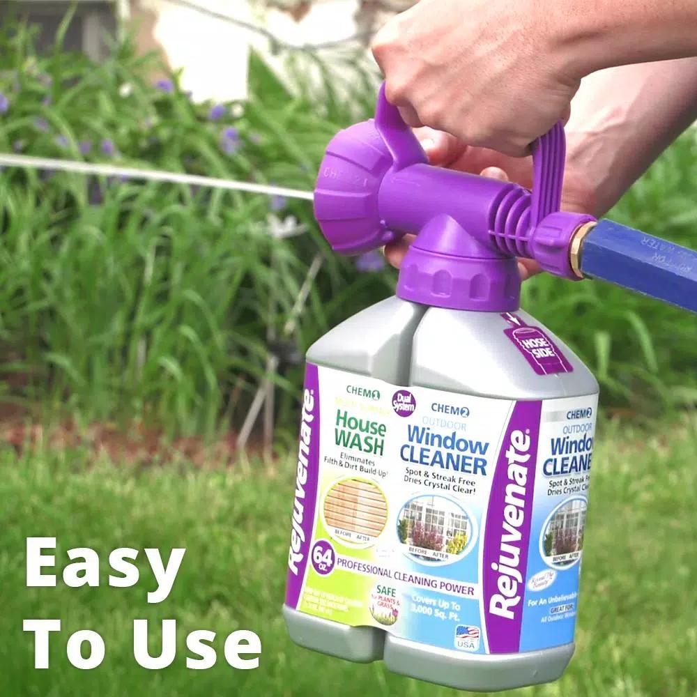 Rejuvenates Outdoor Multi-Surface House Wash and Window Cleaner, 64 oz. Dual System
