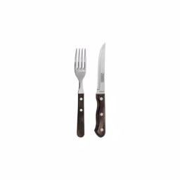Tramontina Churrasco 8-Piece Steak Knife and Fork Set with Dark Brown Poly-Wood Handles thumbnail 4