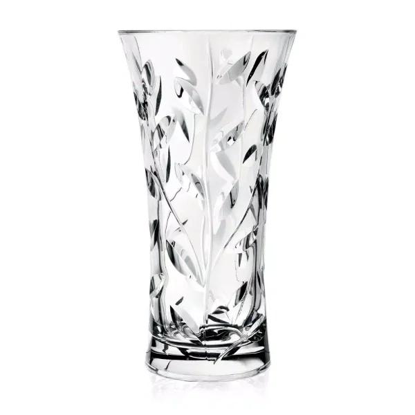 Lorren Home Trends Laurus Crystal Collection 11.5 in. Cut Crystal Flower Vase, Made in Italy
