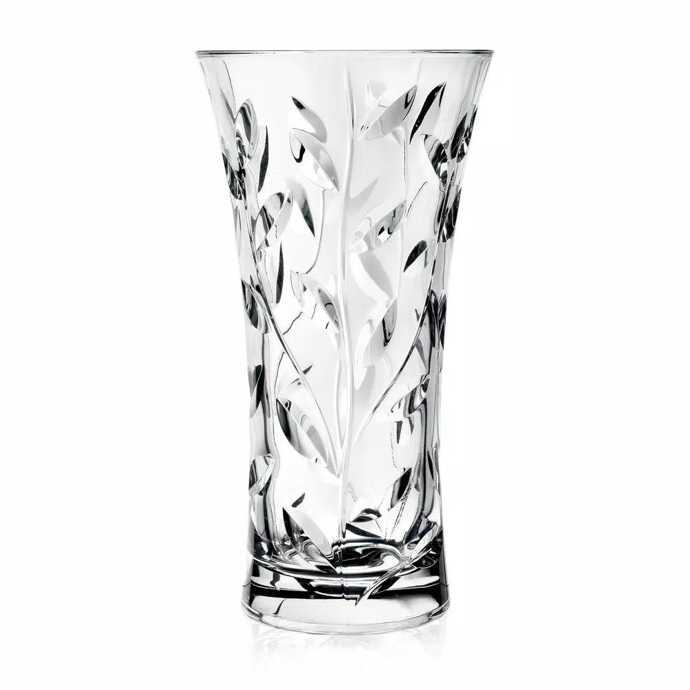 Lorren Home Trends Laurus Crystal Collection 11.5 in. Cut Crystal Flower Vase, Made in Italy