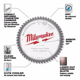 Milwaukee 6-1/2 in. 54T Carbide Aluminum and Metal Cutting Circular Saw Blade thumbnail 3
