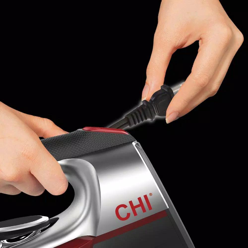CHI Electronic Steam Clothing Iron with Titanium-Infused Ceramic Soleplate and Retractable Cord