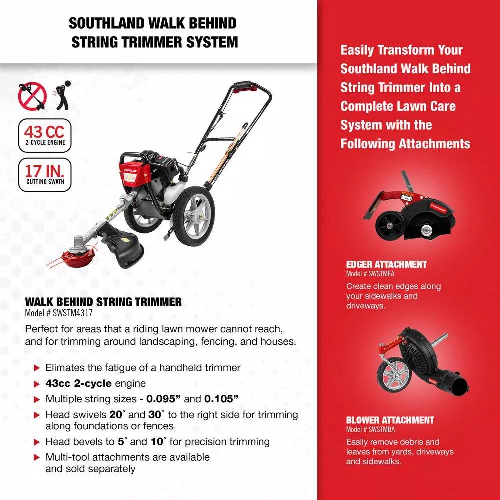 Southland 43cc Gas Walk-Behind Wheeled String Trimmer, 17 in. Cutting Path