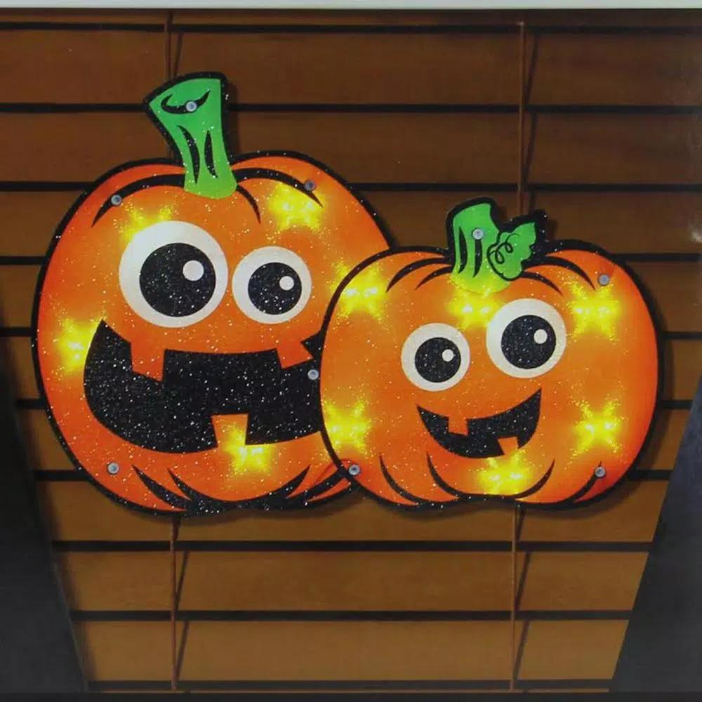 Northlight 11.5 in. Lighted Jack-O-Lantern Pumpkin Couple Window Silhouette Decor