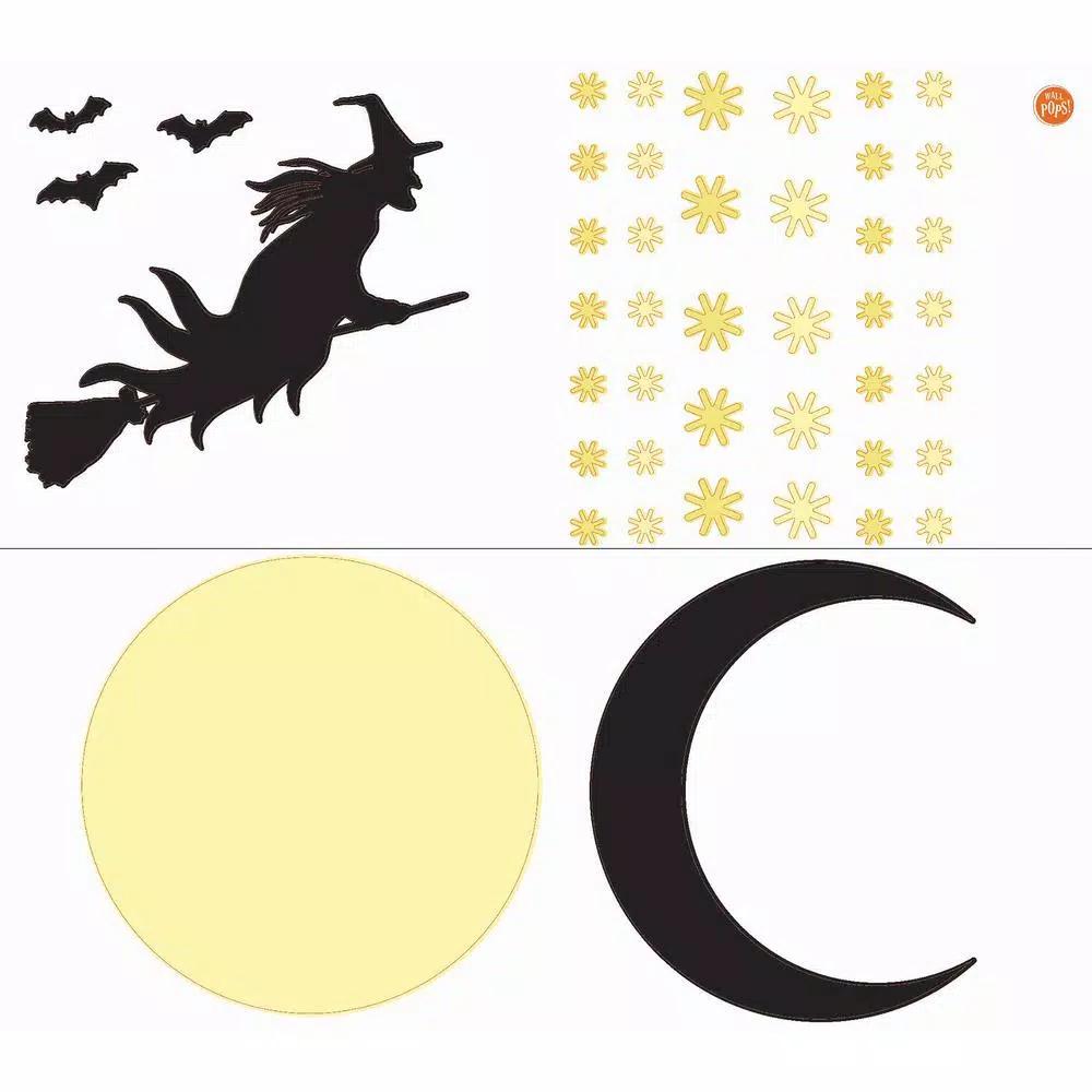 WallPops 39 in. x 34.5 in. Witch Large Wall Art Kit - 48 Piece Halloween Wall Decals