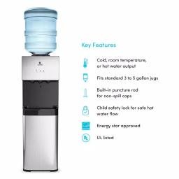 Avalon 3-Temperature Top Loading Water Cooler Dispenser, Stainless Steel thumbnail 6