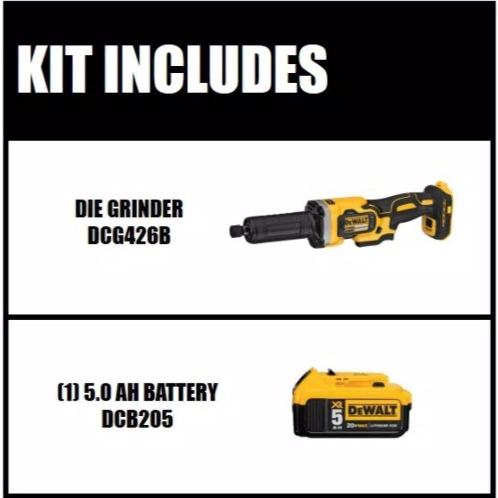 DEWALT 20V MAX Cordless Brushless 1-1/2 in. Variable Speed Die Grinder Kit with 5.0 Ah Battery