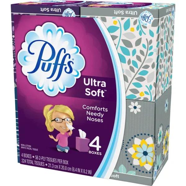 Puffs Ultra Soft & Strong 2-Ply Facial Tissues, 56-Count Decorative Box