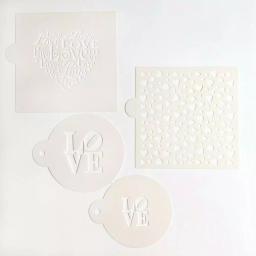 Designer Stencils Love and Scattered Hearts Cookie Stencil Bundle - 4 Pattern Set thumbnail 1
