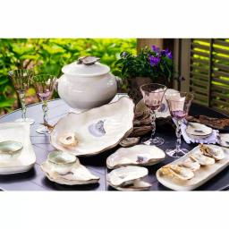 Abigails Seaside Ivory and Green Large Ceramic Serving Tray, Handmade in Italy, 18 in. x 7.5 in. thumbnail 3