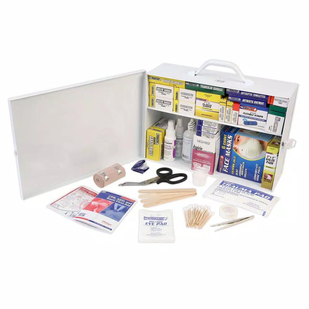 Rapid Care 520-Piece Industrial First Aid Cabinet, 2-Shelf ANSI/OSHA Compliant