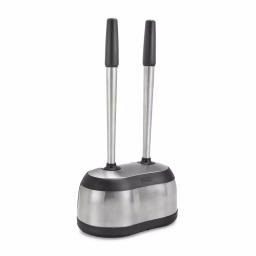 Polder Dual Bath Caddy Toilet Brush and Plunger Set with Stainless Steel Handles - Black thumbnail 2