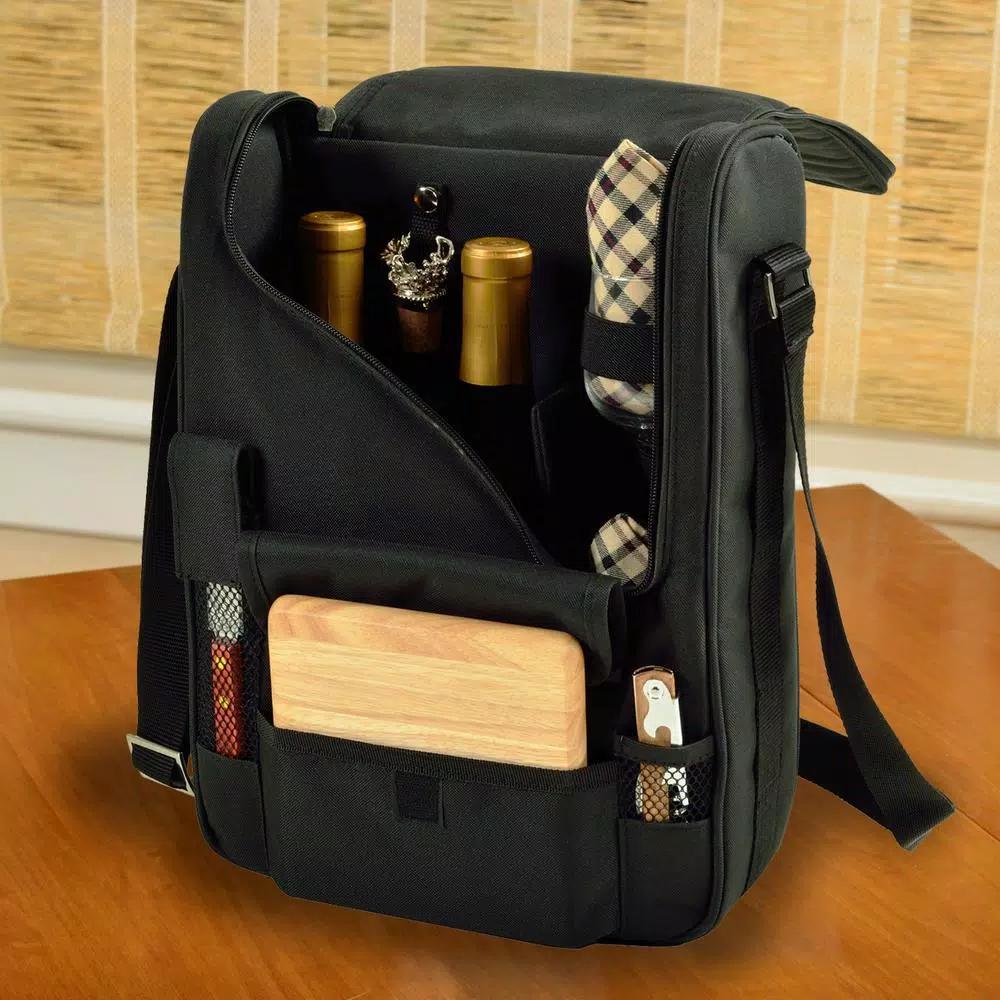 Unbranded Picnic at Ascot Bordeaux Wine and Cheese Cooler Bag Set with Glassware and Hardwood Board