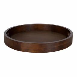 Kate and Laurel Hutton 18.25 in. Round Walnut Brown Wooden Decorative Serving Tray with Built-in Handles thumbnail 2
