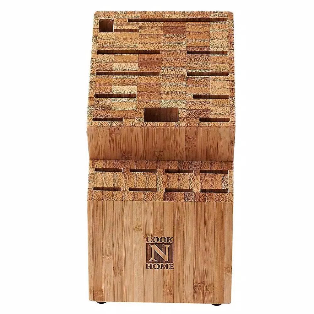 Cook N Home 19-Slot Natural Bamboo Universal Knife Storage Block Organizer