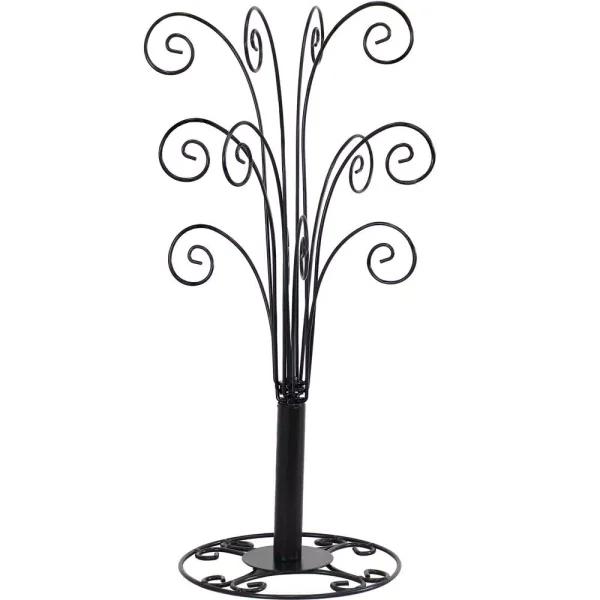 Sunnydaze Decor Gloria 20 in. Black Metal Christmas Ornament Stand with 20 Hooks