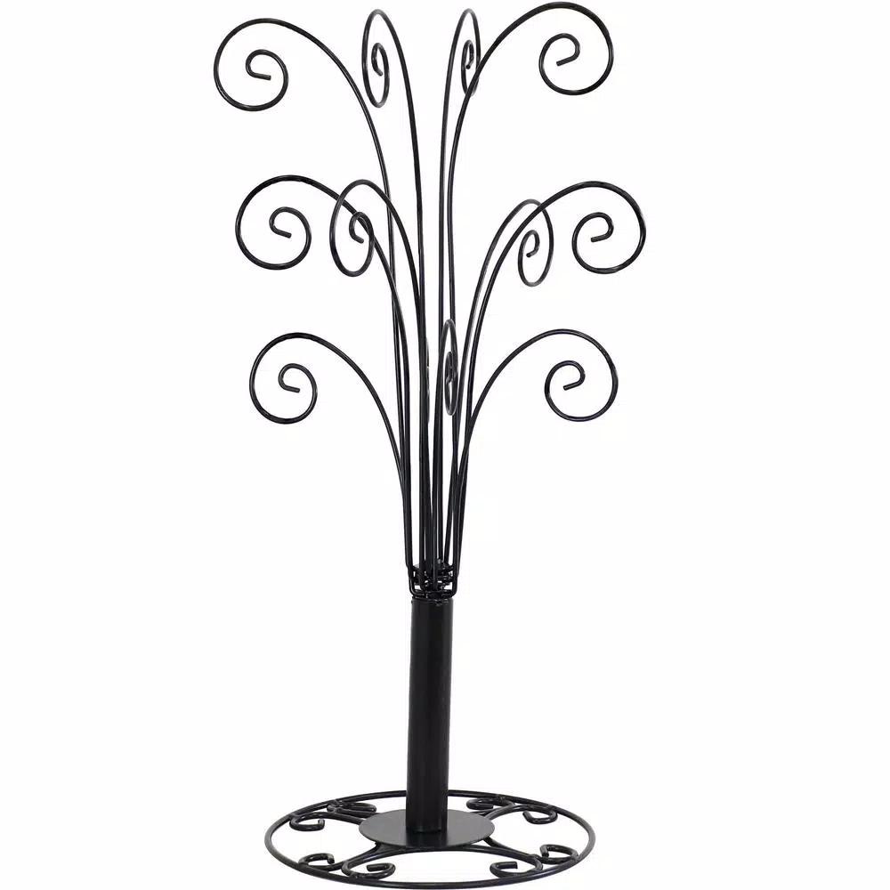 Sunnydaze Decor Gloria 20 in. Black Metal Christmas Ornament Stand with 20 Hooks
