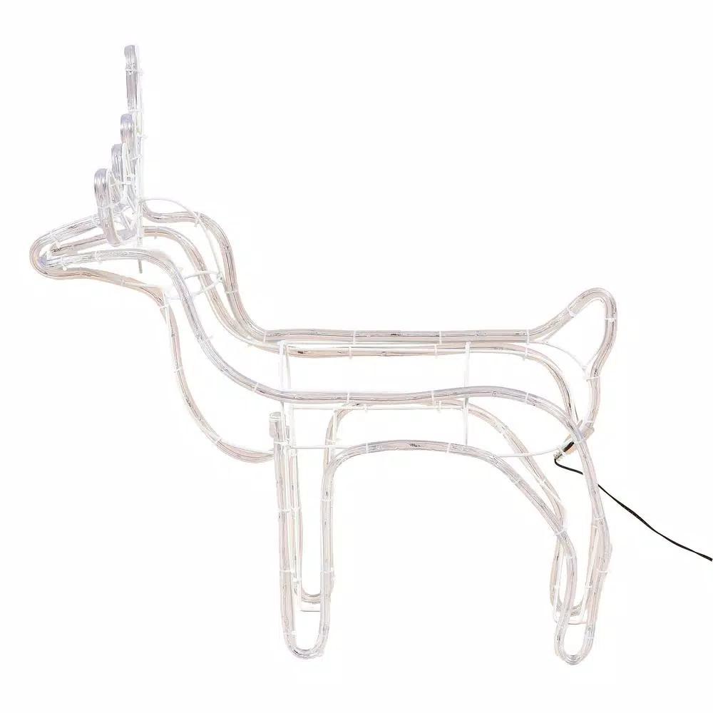 Luxen Home 25 in. LED White Rope Light Standing Reindeer - Indoor/Outdoor Christmas Decoration