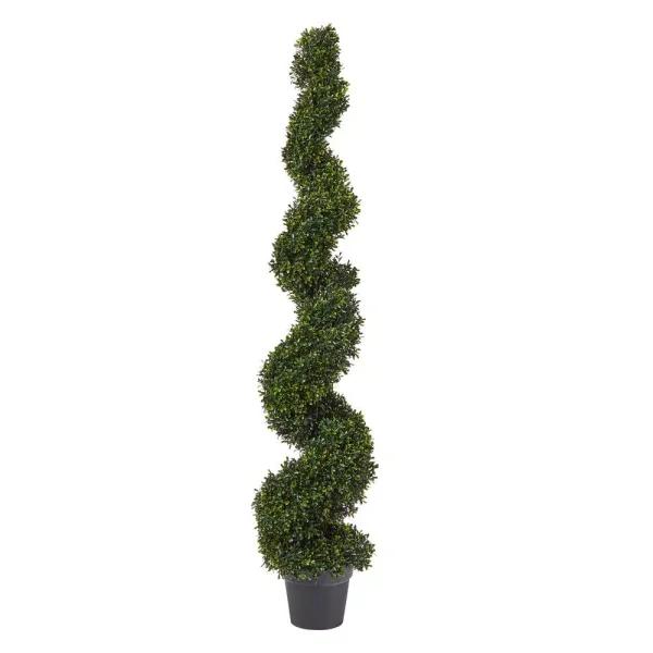 Pure Garden 60 in. Faux Boxwood Spiral Topiary Artificial Plant