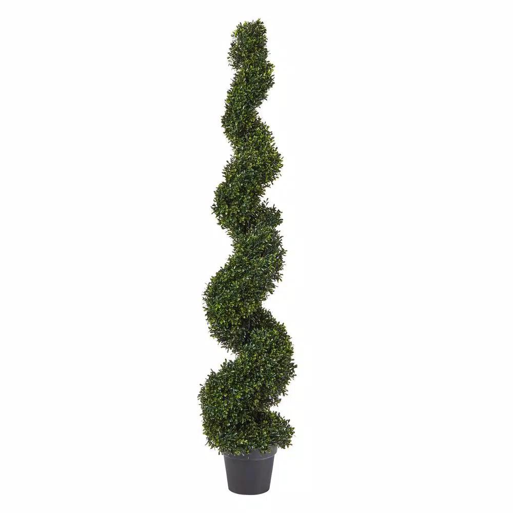 Pure Garden 60 in. Faux Boxwood Spiral Topiary Artificial Plant